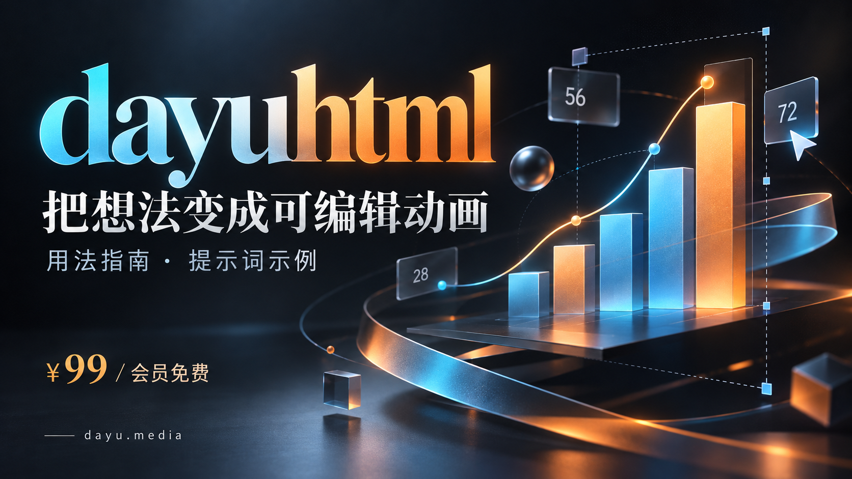dayuhtml：把想法变成可编辑动画，技能包用法与提示词示例